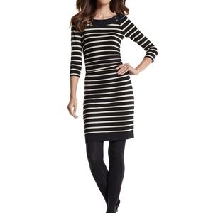 3/4-Sleeve Sparkle Stripe Knit Dress Size XL